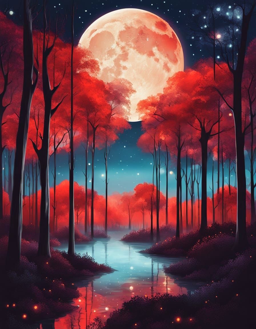An enchanting nocturnal forest scene   by @Havping