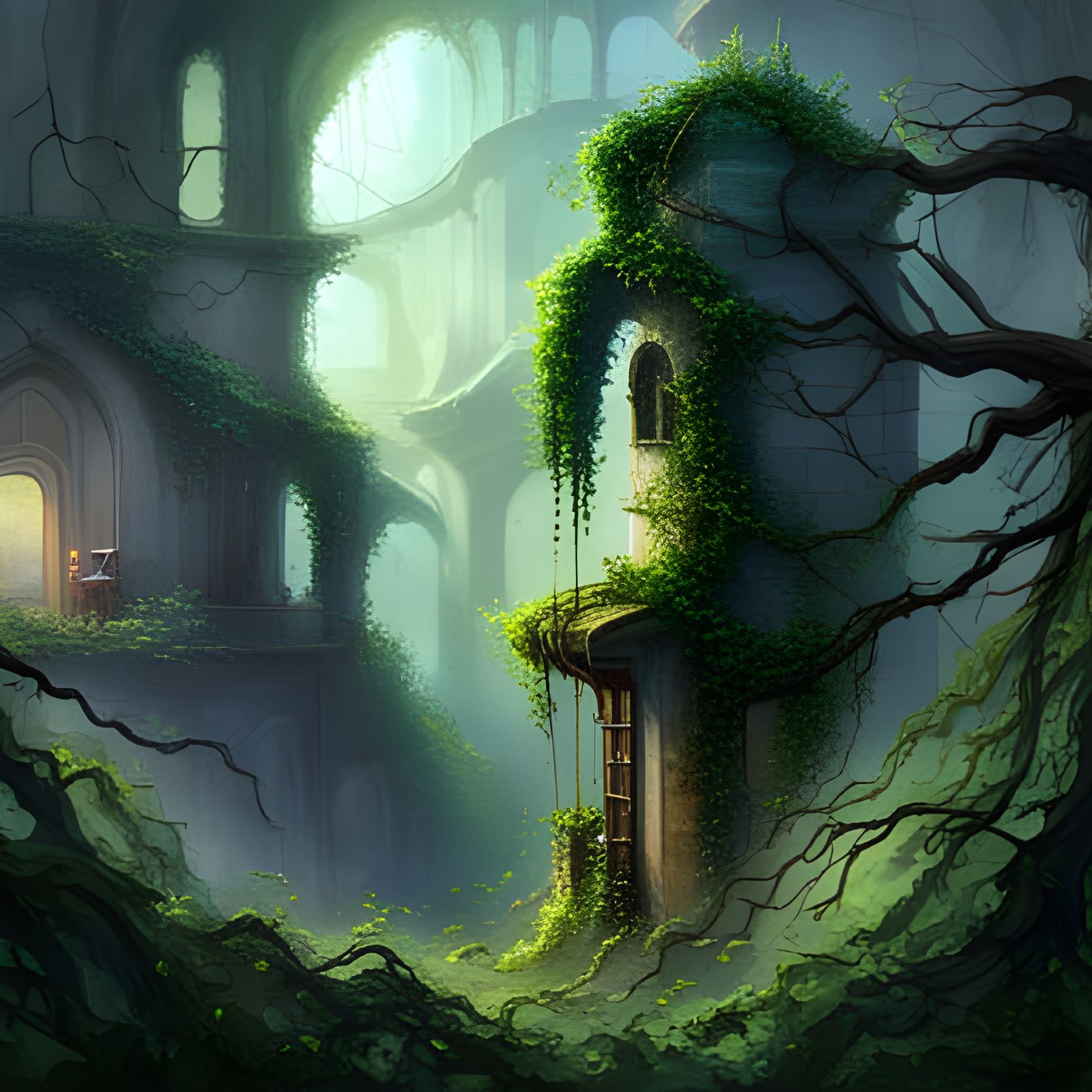 Vines in old forgotten city