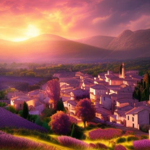 A small village in provence :: peach and purple :: Light and...