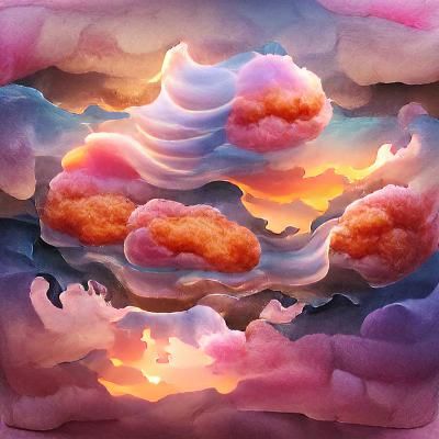 Dreamy fantastical clouds sunset