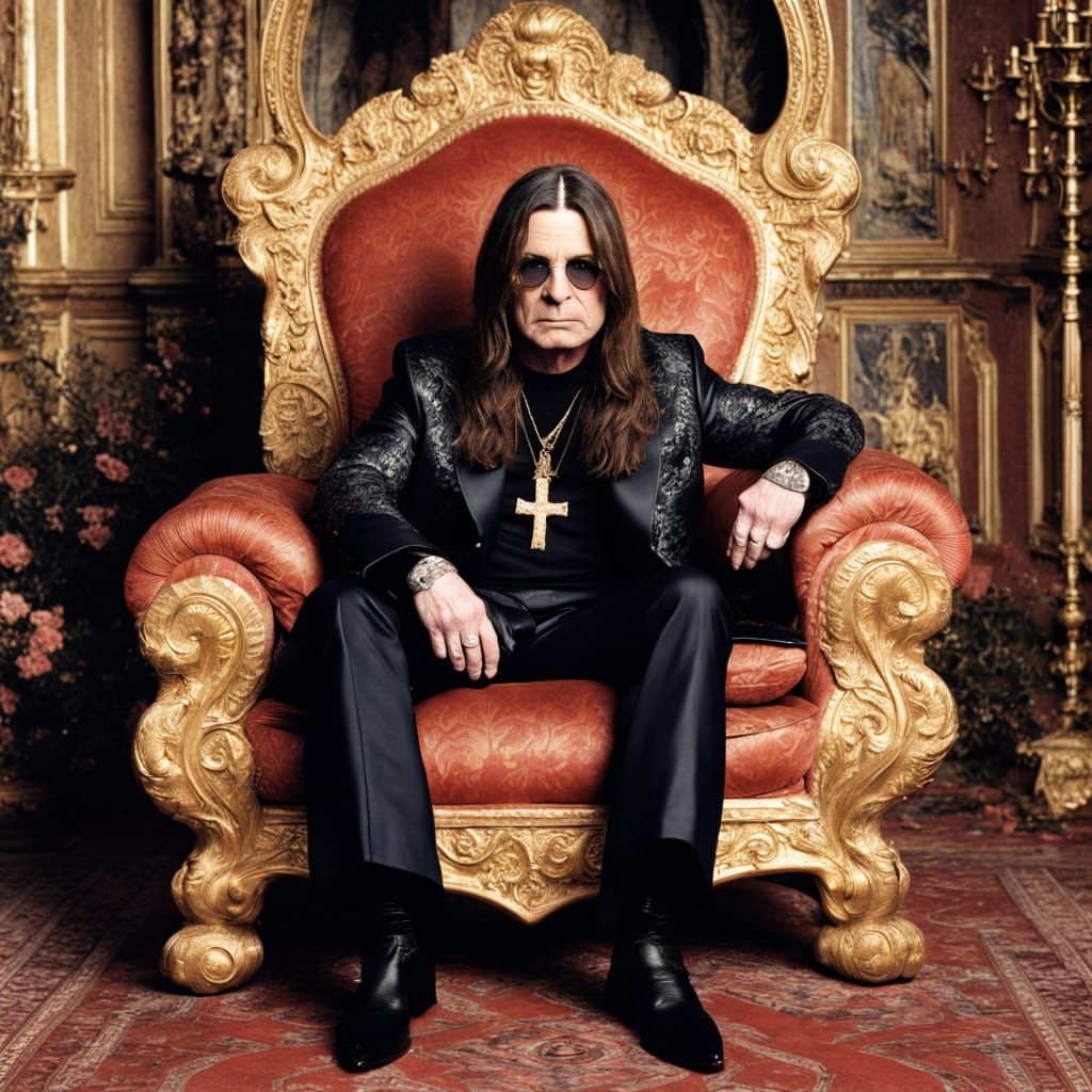 Ozzy Osbourne on an Ornate Throne Portrait