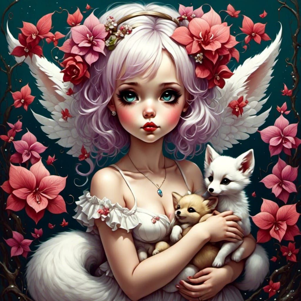Enchanting Fairy Town with Snow-White Fox Fairy