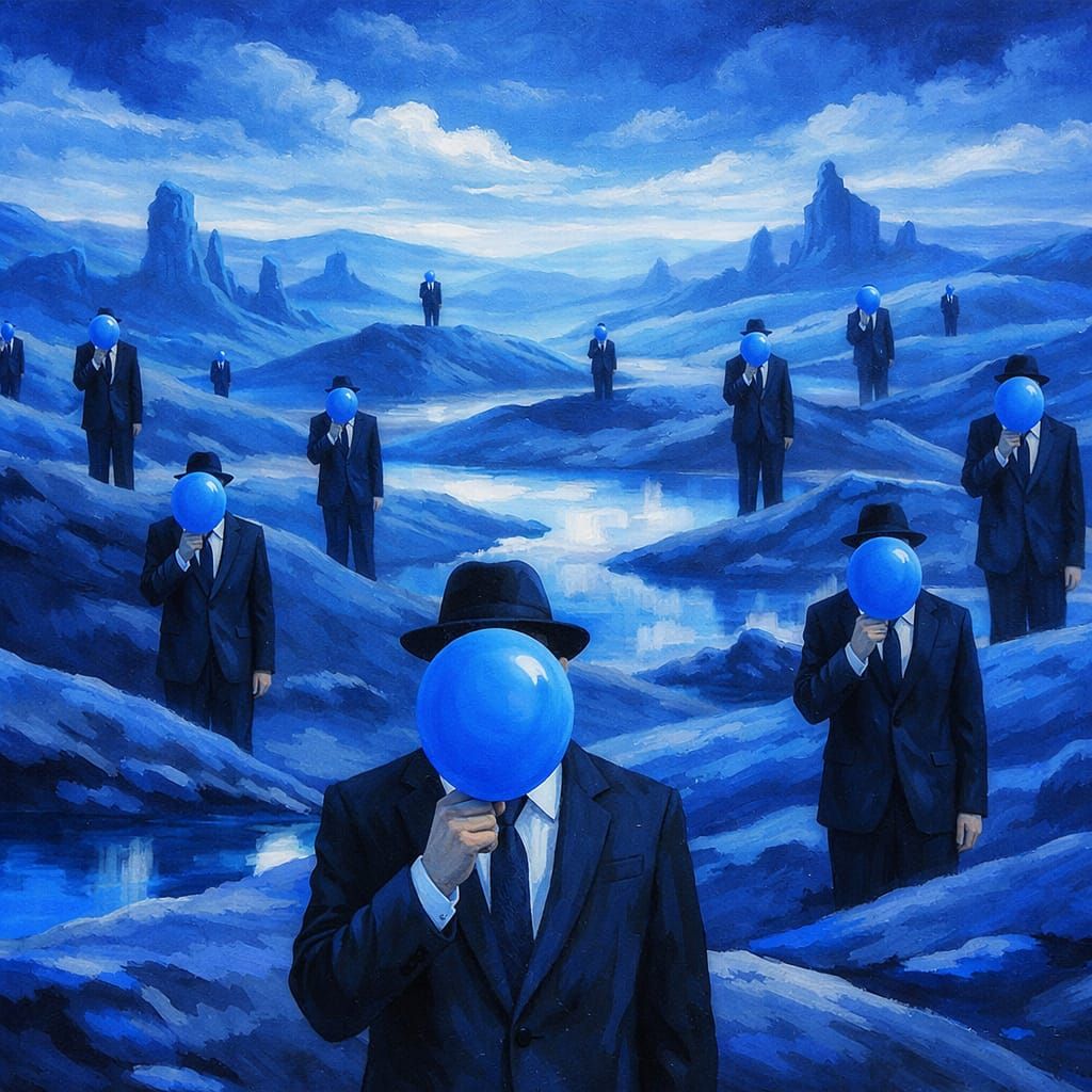 Men with Balloons - inspired by Rene Magritte