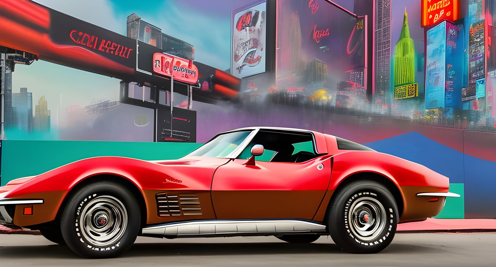 Classic Red Corvette in the City  by @Amarie