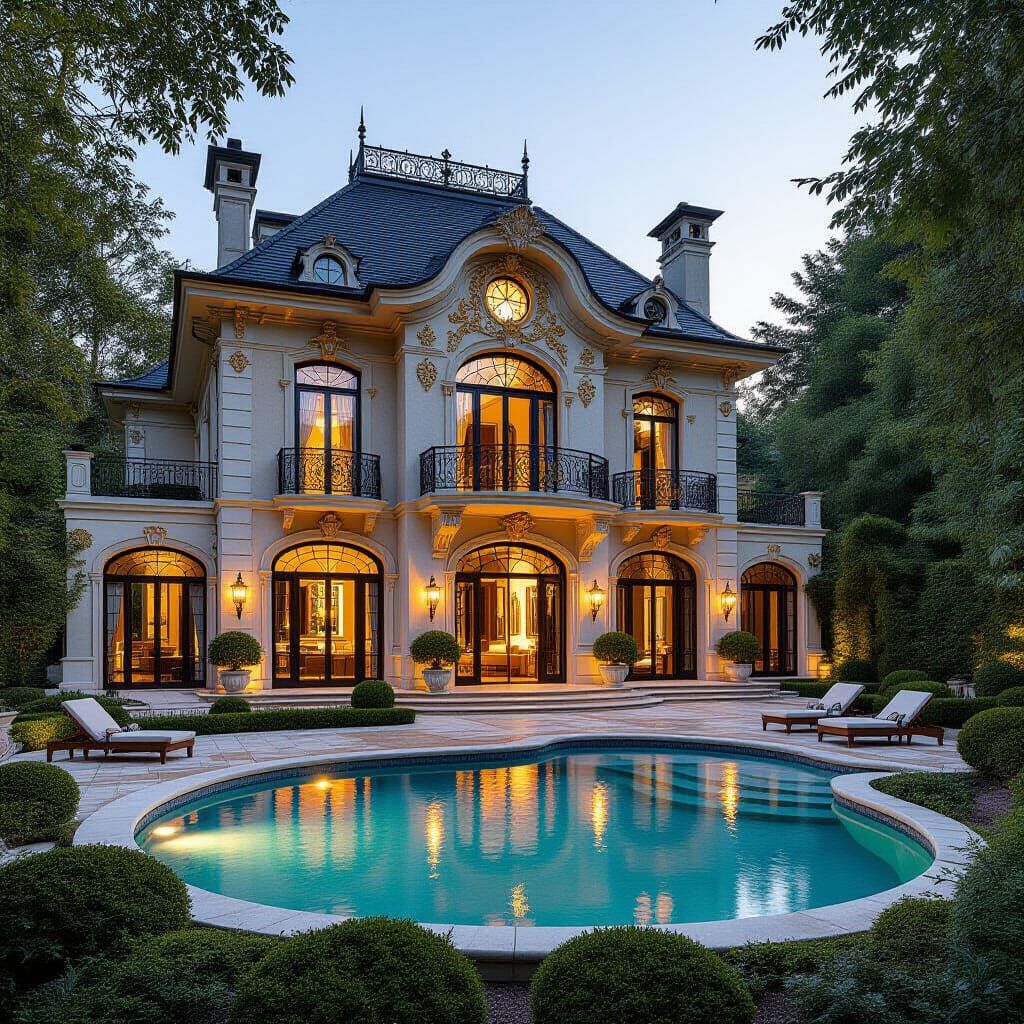 Luxurious Villa in Art Nouveau Style with Lush Gardens