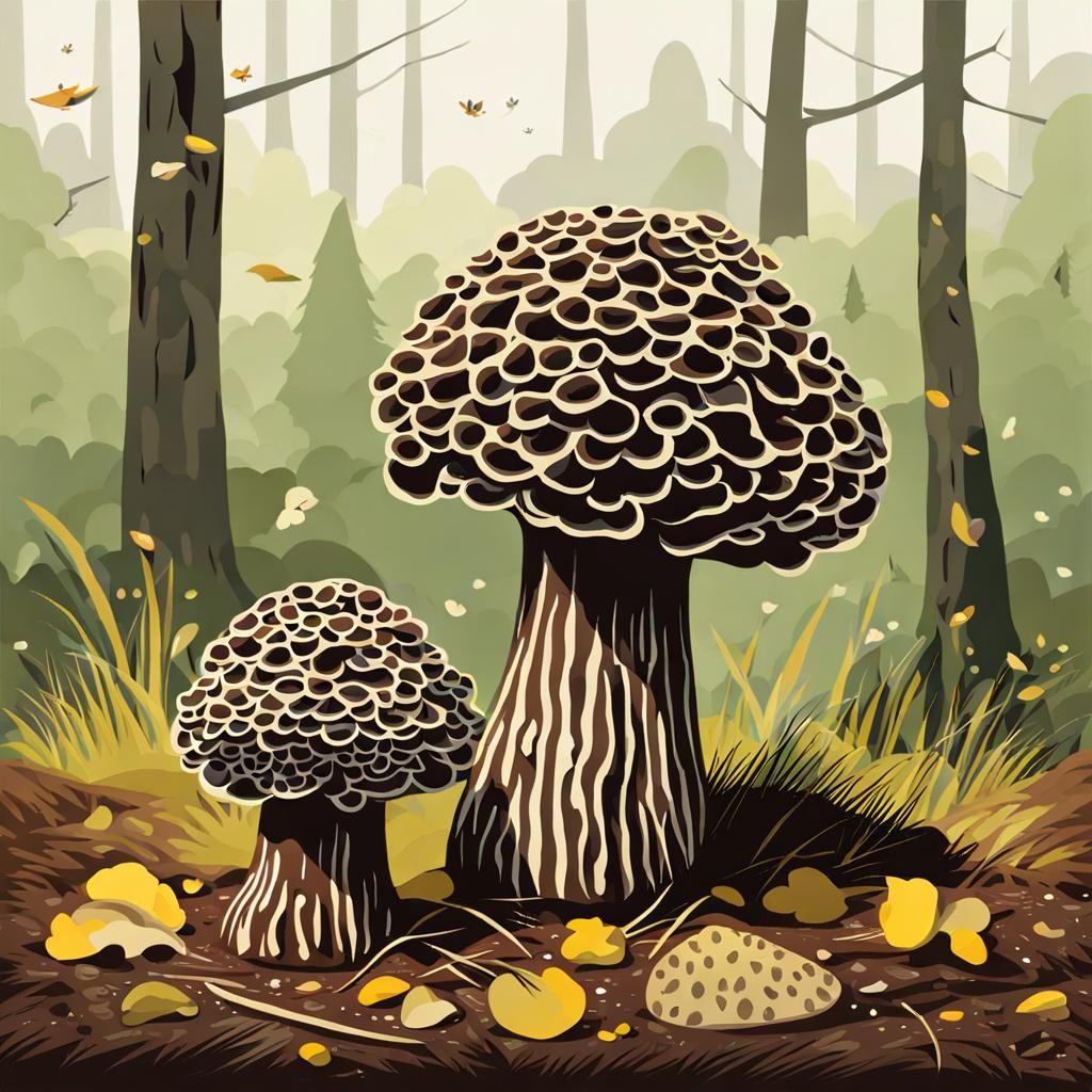 Detailed Morel Mushroom Close-Up