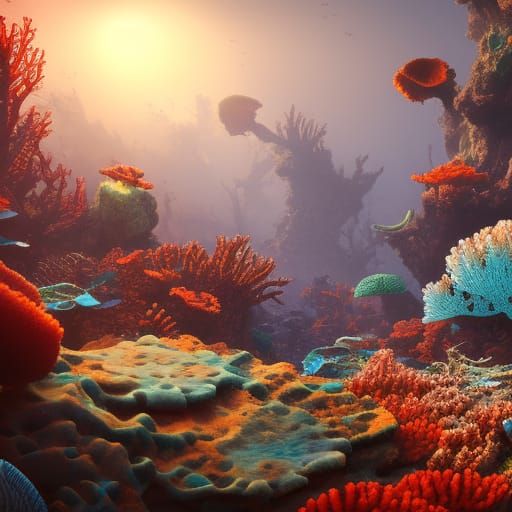 A dead coral reef in 4k