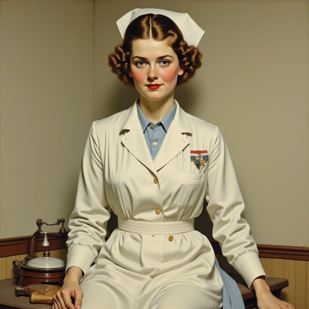 <lora:Norman Mockwell:1.0>
original 1926 painting of a 1926 Nurse by Norman Rockwell, breath-taking, beautiful, painting, norman rockwell, a...