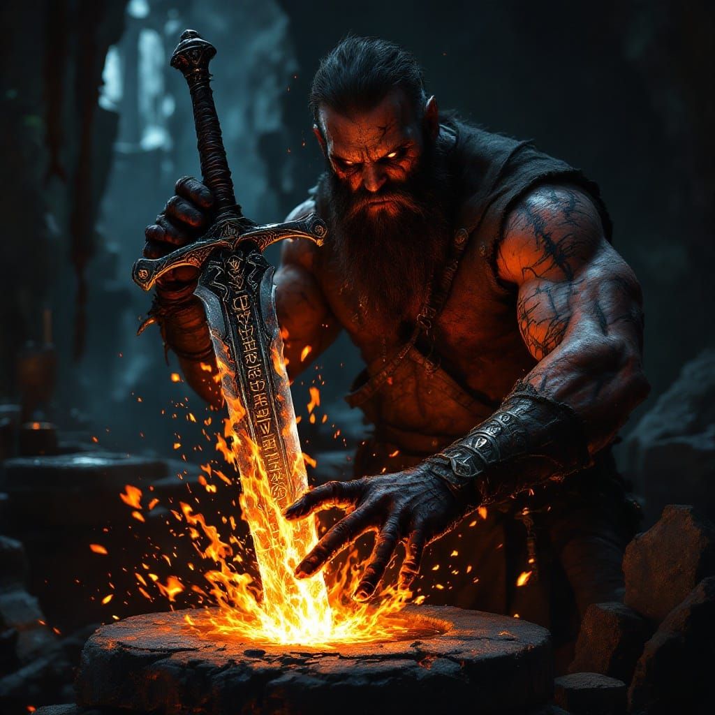 Blacksmith Forges Sinister Sword in Hellish Forge