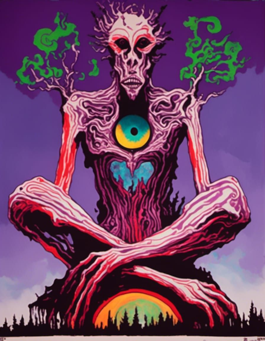 elaborate intricate gossamer psychedelic illustration design concept art <lora:UV Lit by Chaonea:1.3> a picture of a picture,  more dark pur...