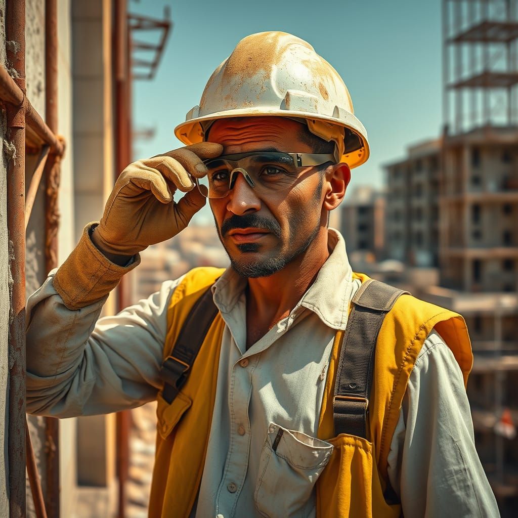 Construction Worker Takes a Break in Deserted Site