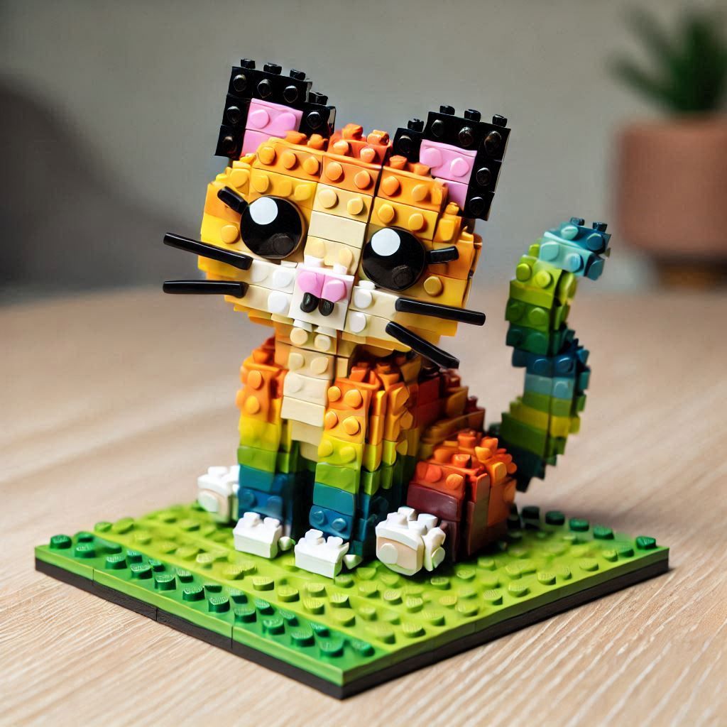 a cat made out of lego's