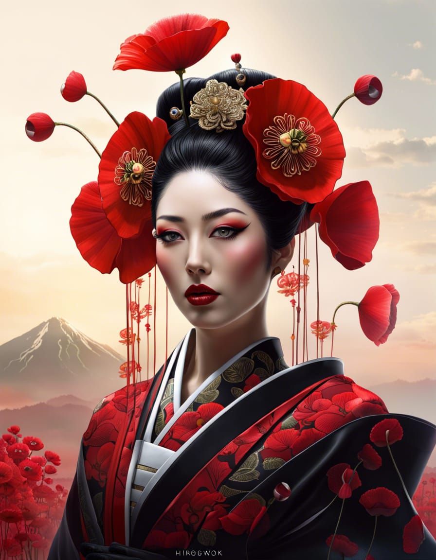 Geisha of Mount Fuji - AI Generated Artwork - NightCafe Creator