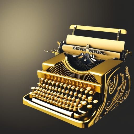 A gold rose typewriter, Epic cinematic brilliant stunning in...