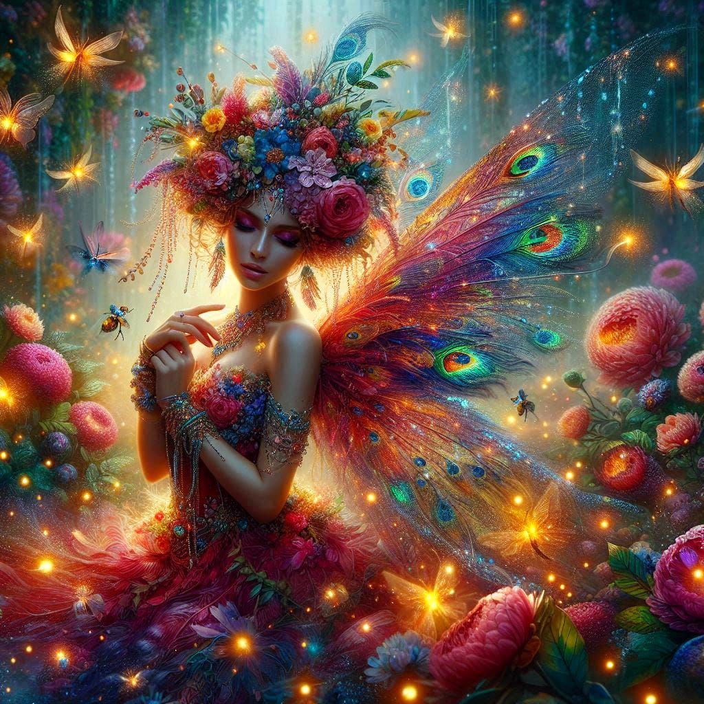 Elegant peahen fairy