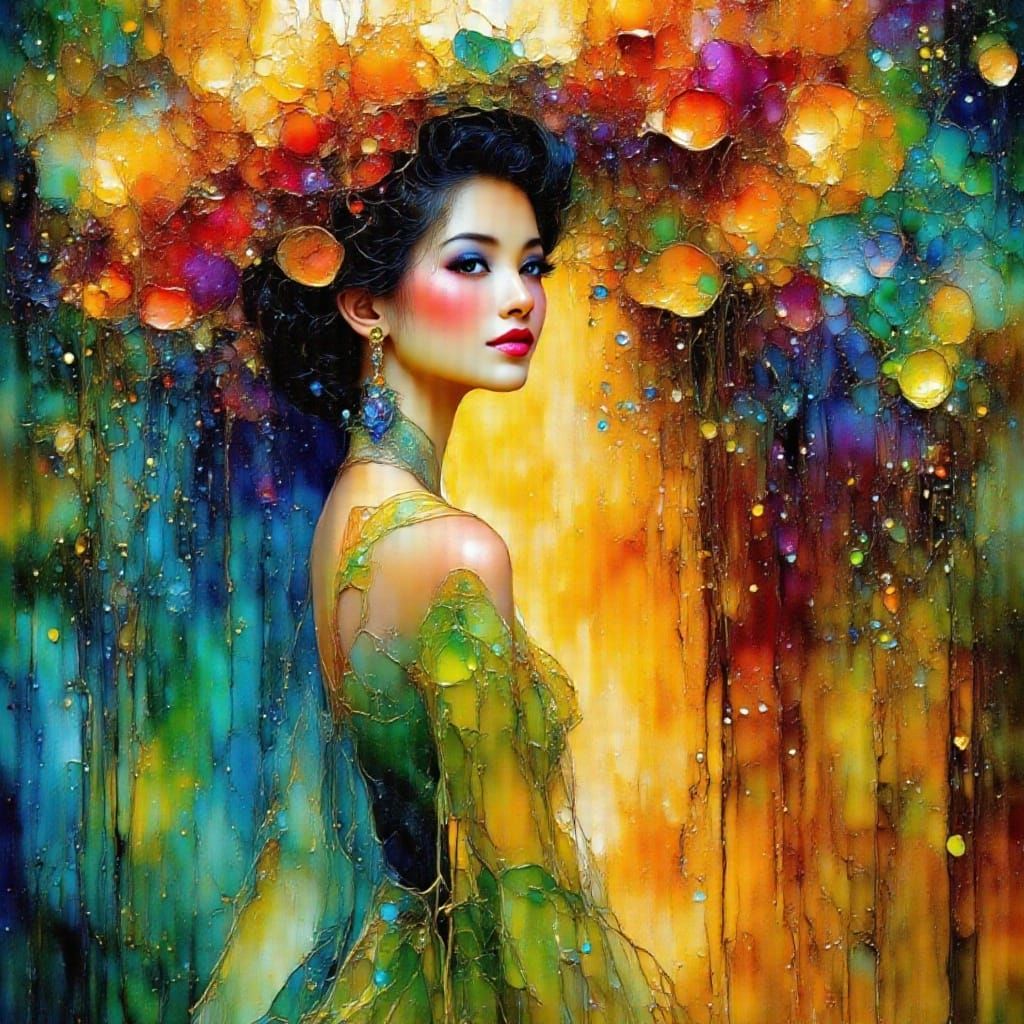 Turquoise Beauty in Art Nouveau Style