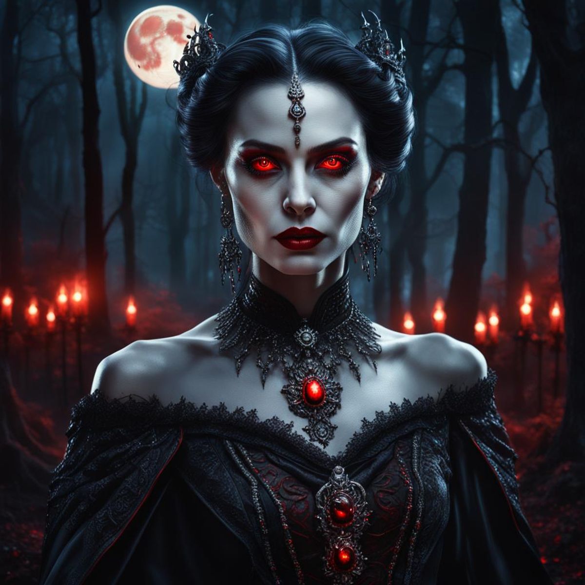 Head and shoulders portrait of a majestic evil female vampire. - AI ...