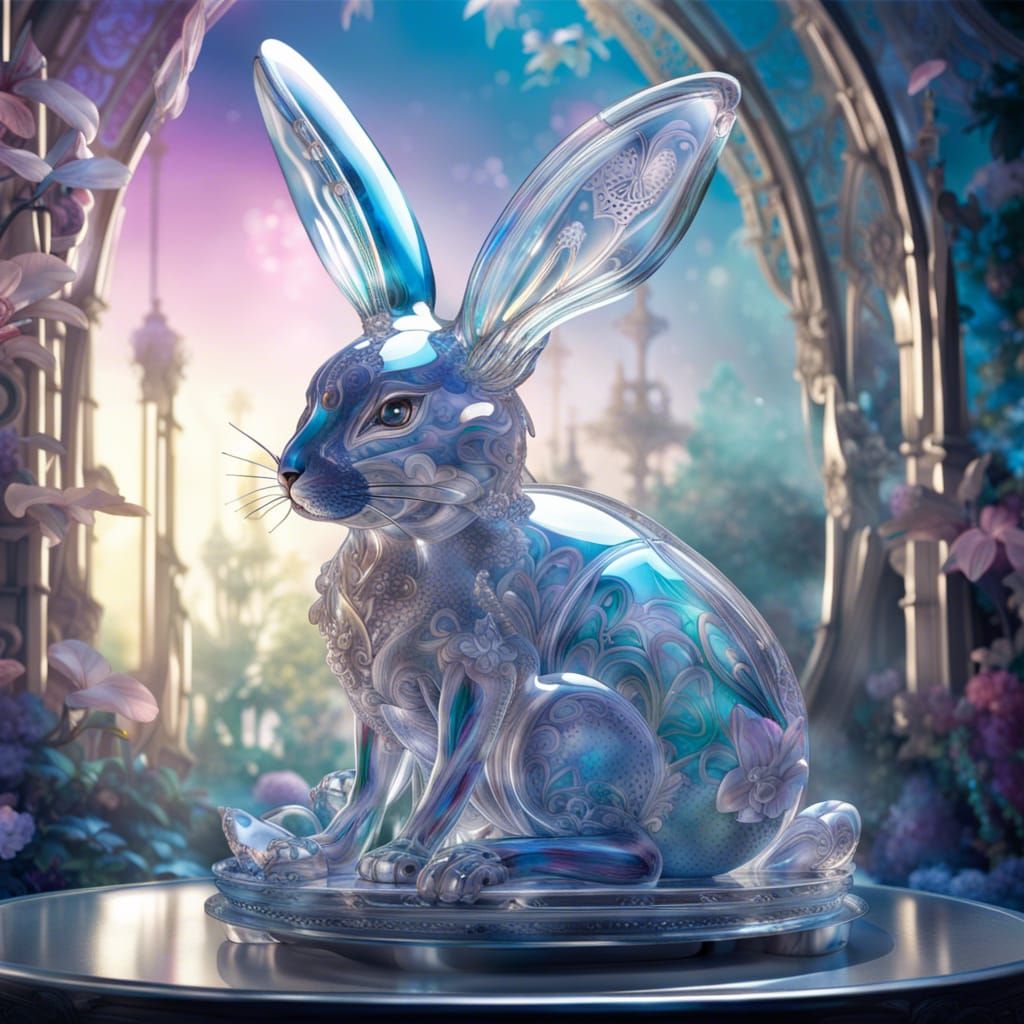 Blown Glass Majestic Bunny  by @MonikaW
