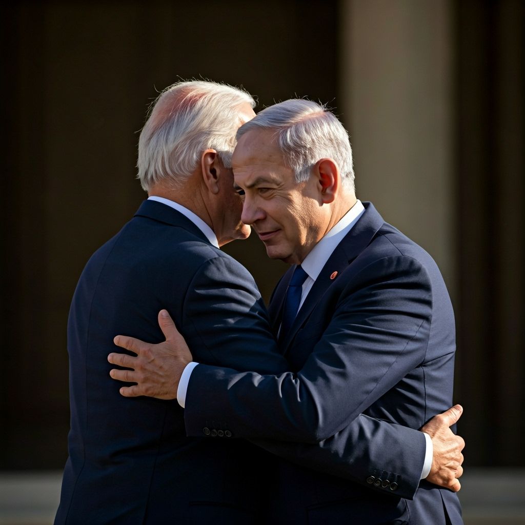 Netanyahu and Biden Embrace in Golden Hour Unity Photo