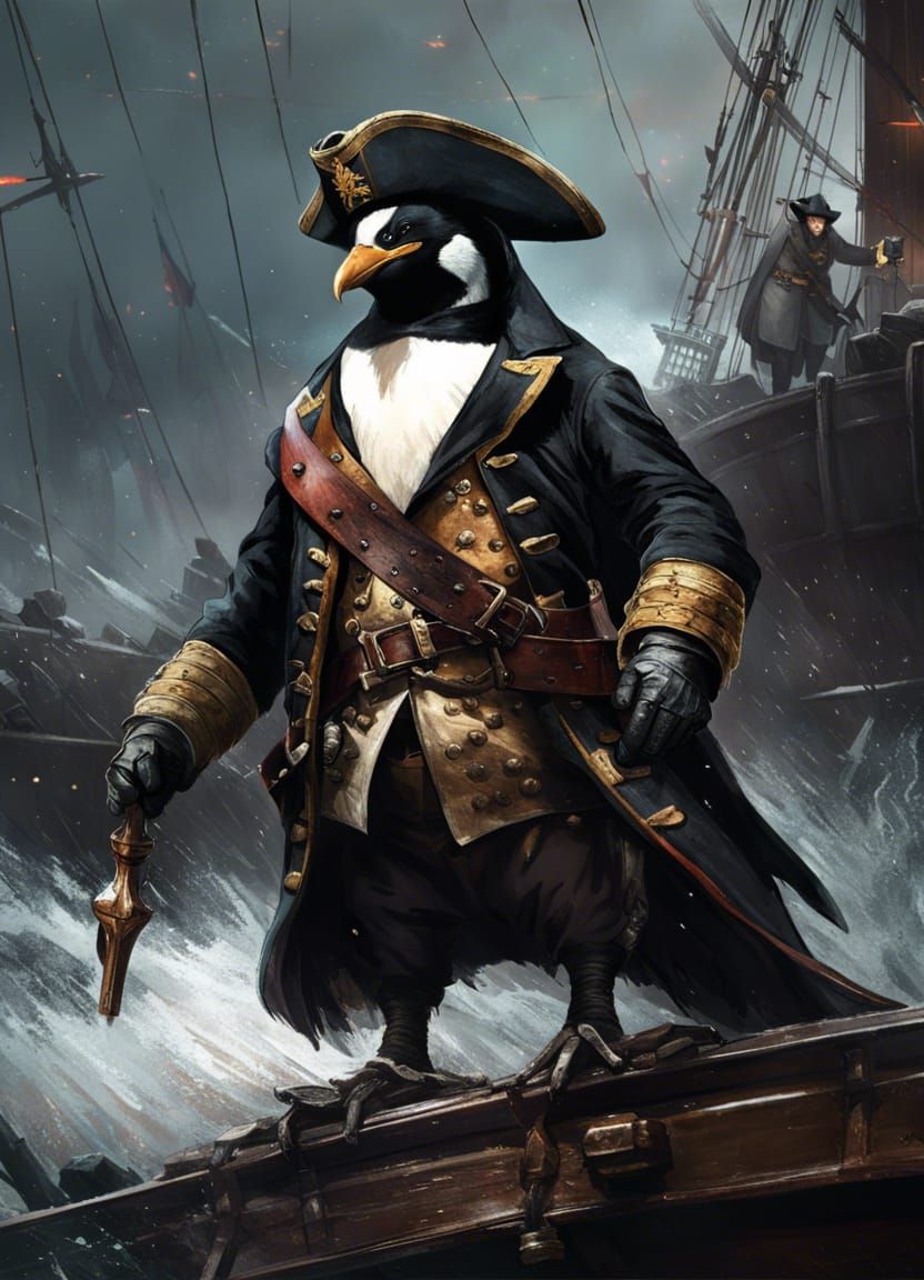 Pirate Capitan Penguin  by @Artemis