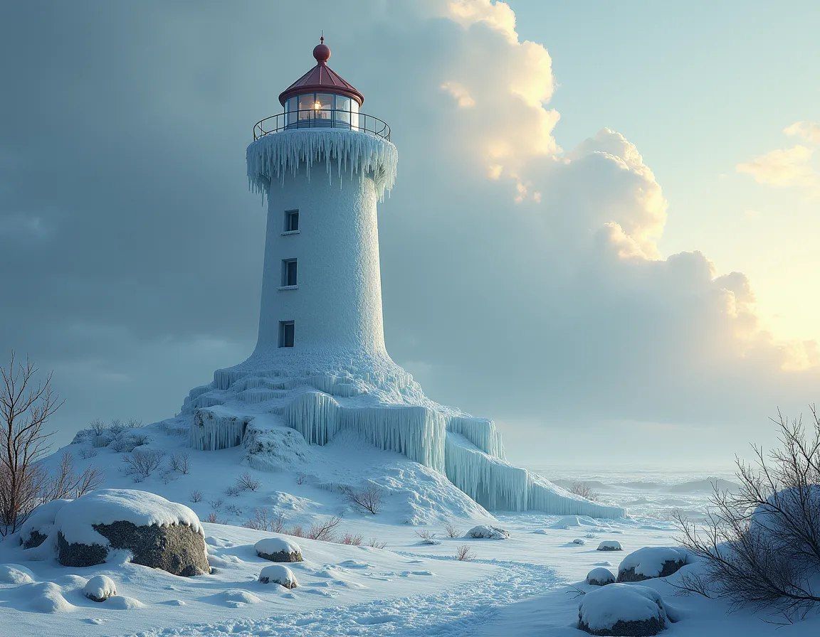 Lighthouse in winter