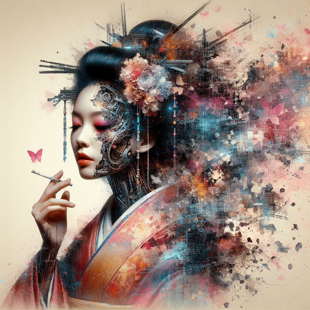 double exposure beautiful fantasy DALL-E 3 portrait landscape..