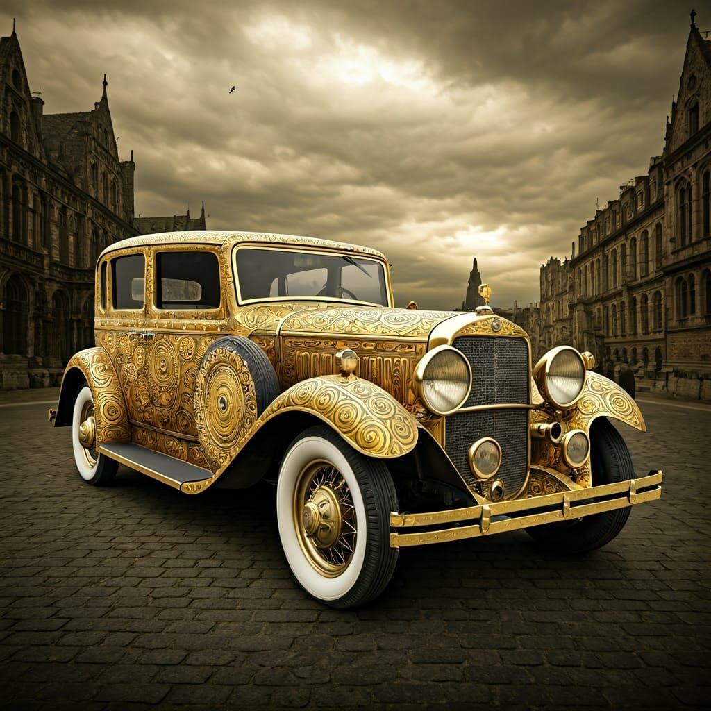 A car that has been painted by Gustav Klimt  by @Matthew