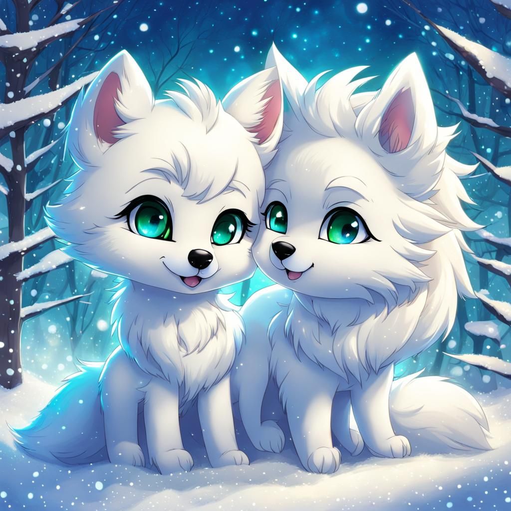 Wolfie and Artic Fox - AI Generated Artwork - NightCafe Creator