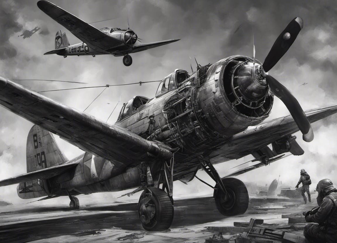 assemblage art of a classic warplane, rough charcoal by Alek...