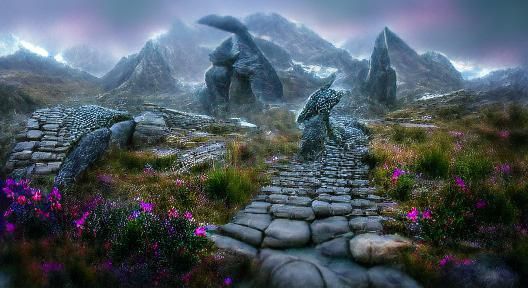 Stone pathway to Dragonborn Mountain