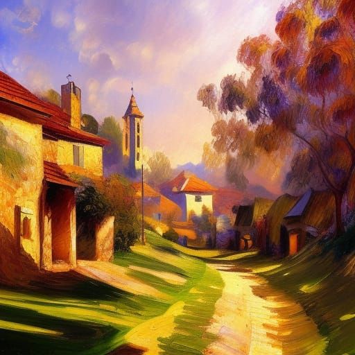 A village in provence as painted by Renoir :: 8k resolution ...