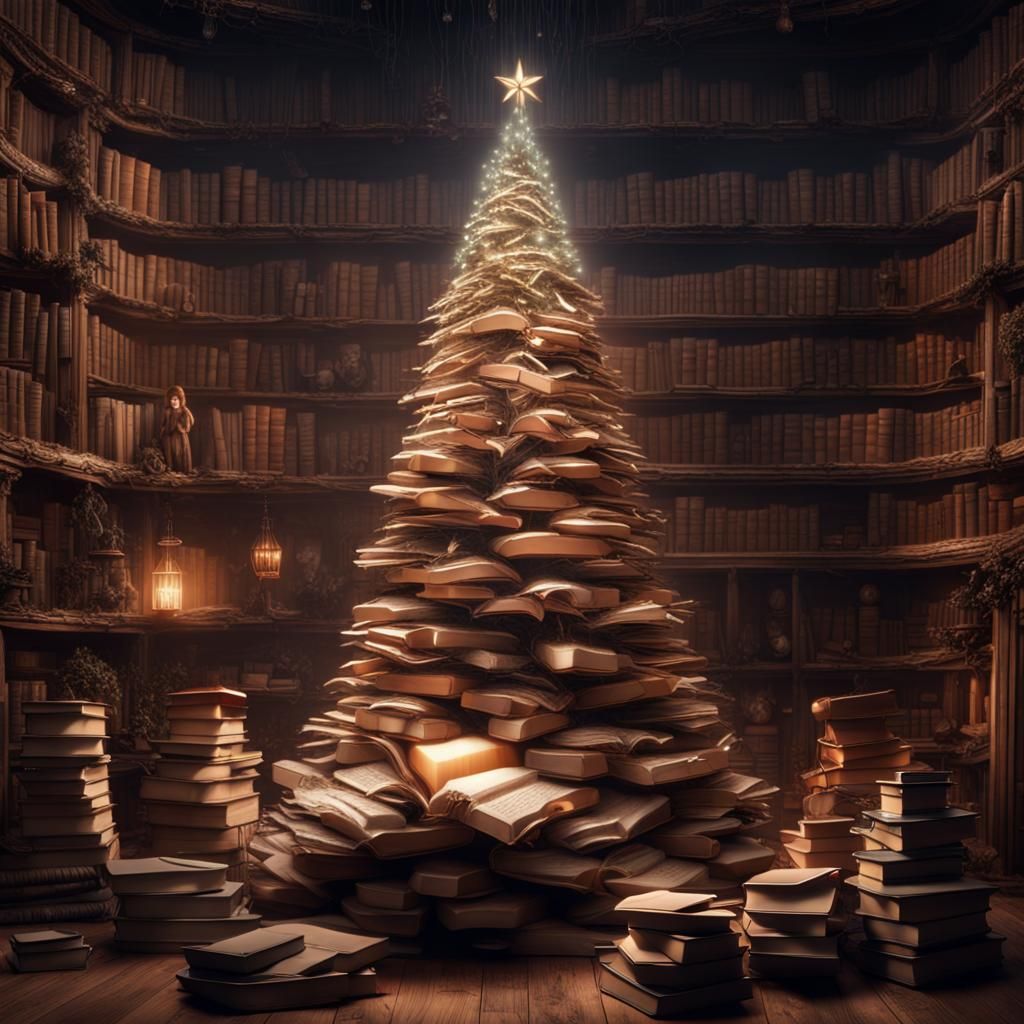 chrismas tree made it of books   by @edurnerex