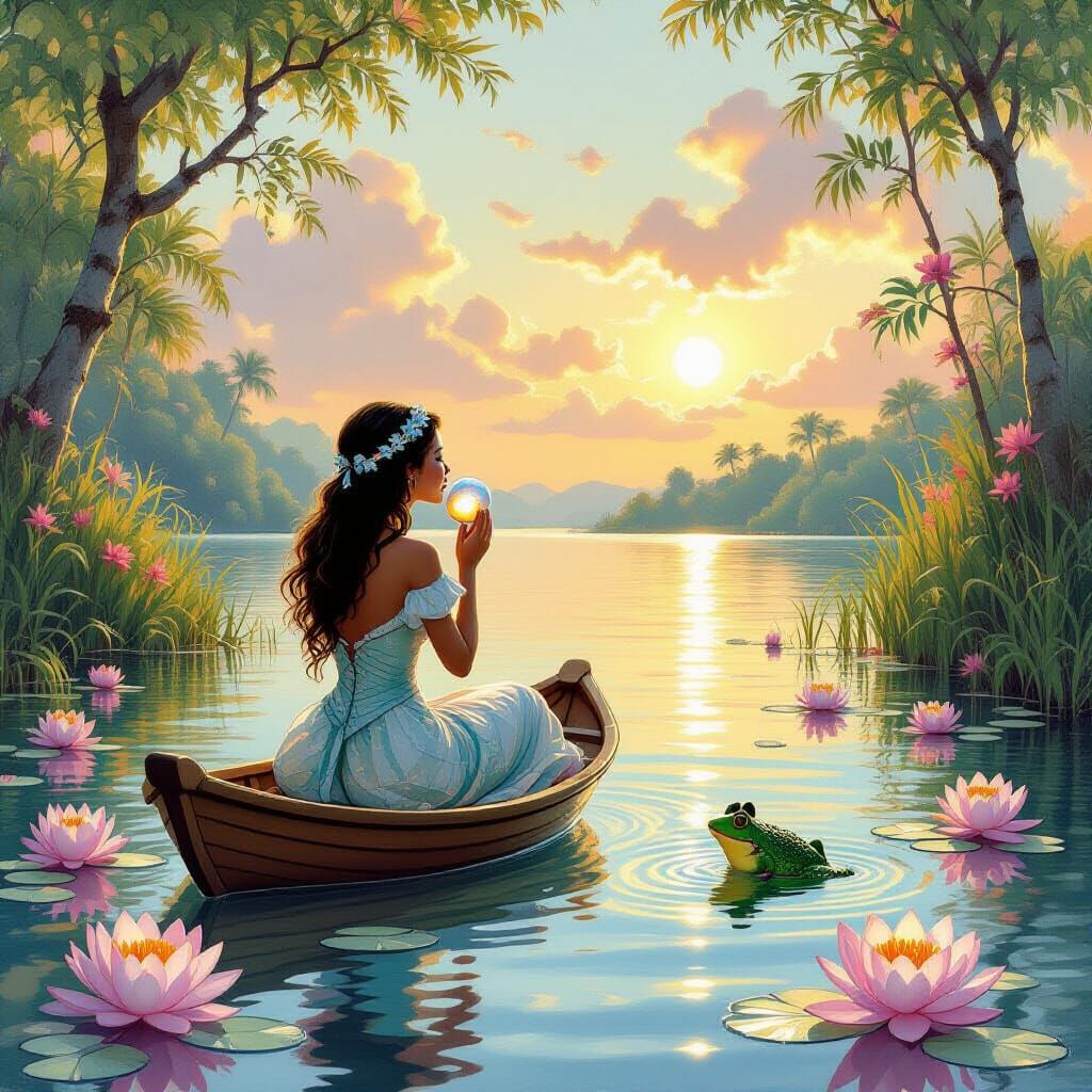 Mermaid and Frog in Tropical Paradise