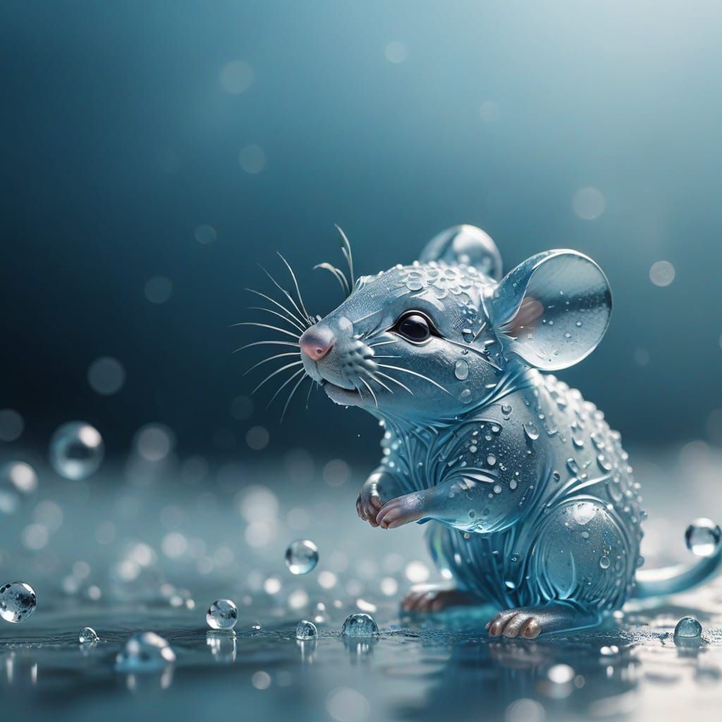 Sculptée avec de l'eau, une petite souris toute mignonne   by @Katkaty 