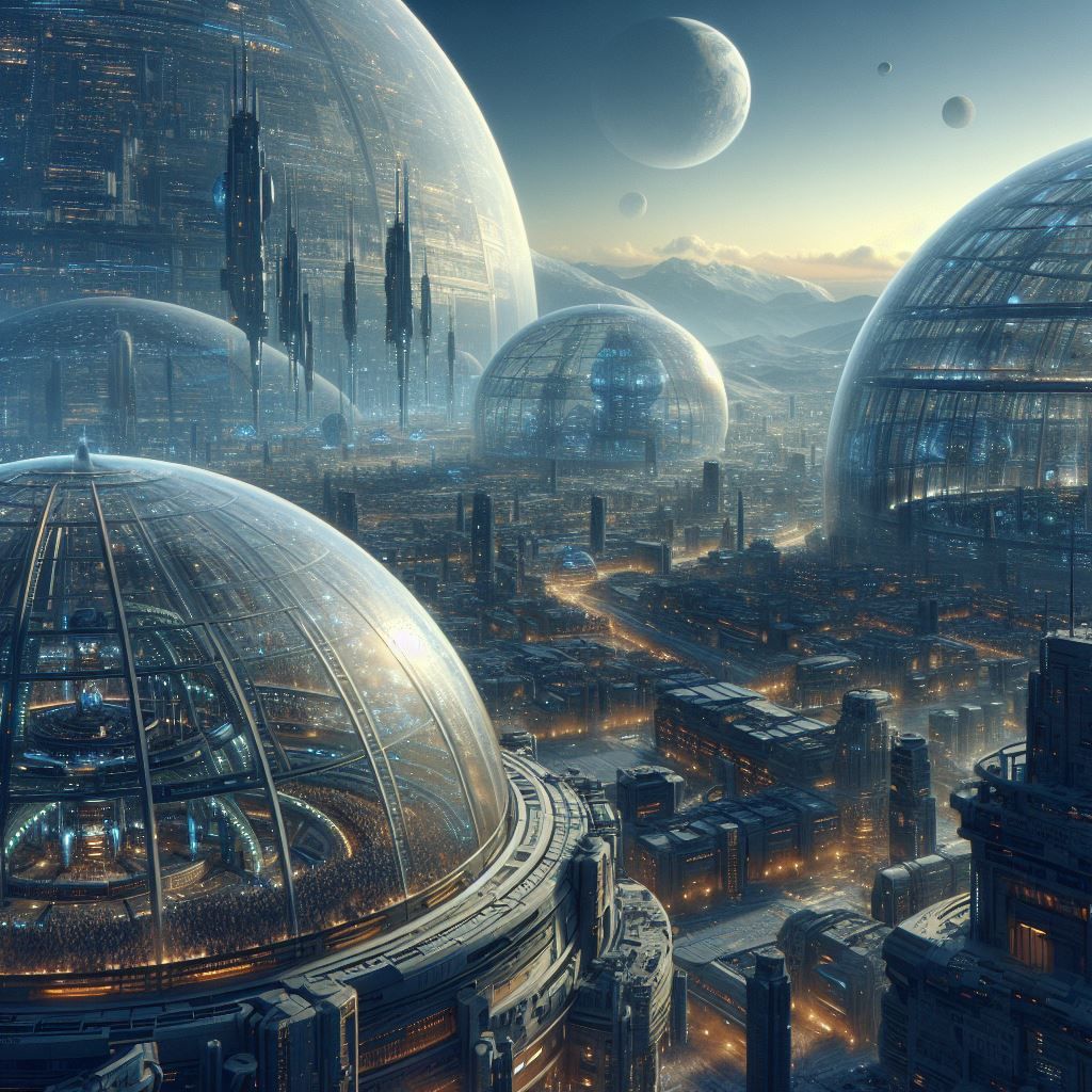 A futuristic city on an alien planet. v3