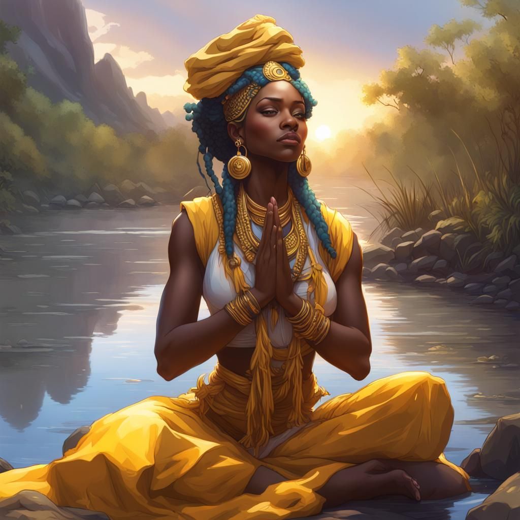 Oshun Praying in Solitude - AI Generated Artwork - NightCafe Creator