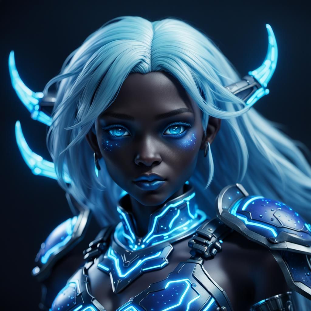 Electric porcelain Bioluminescent female drow Star Ocean dol...