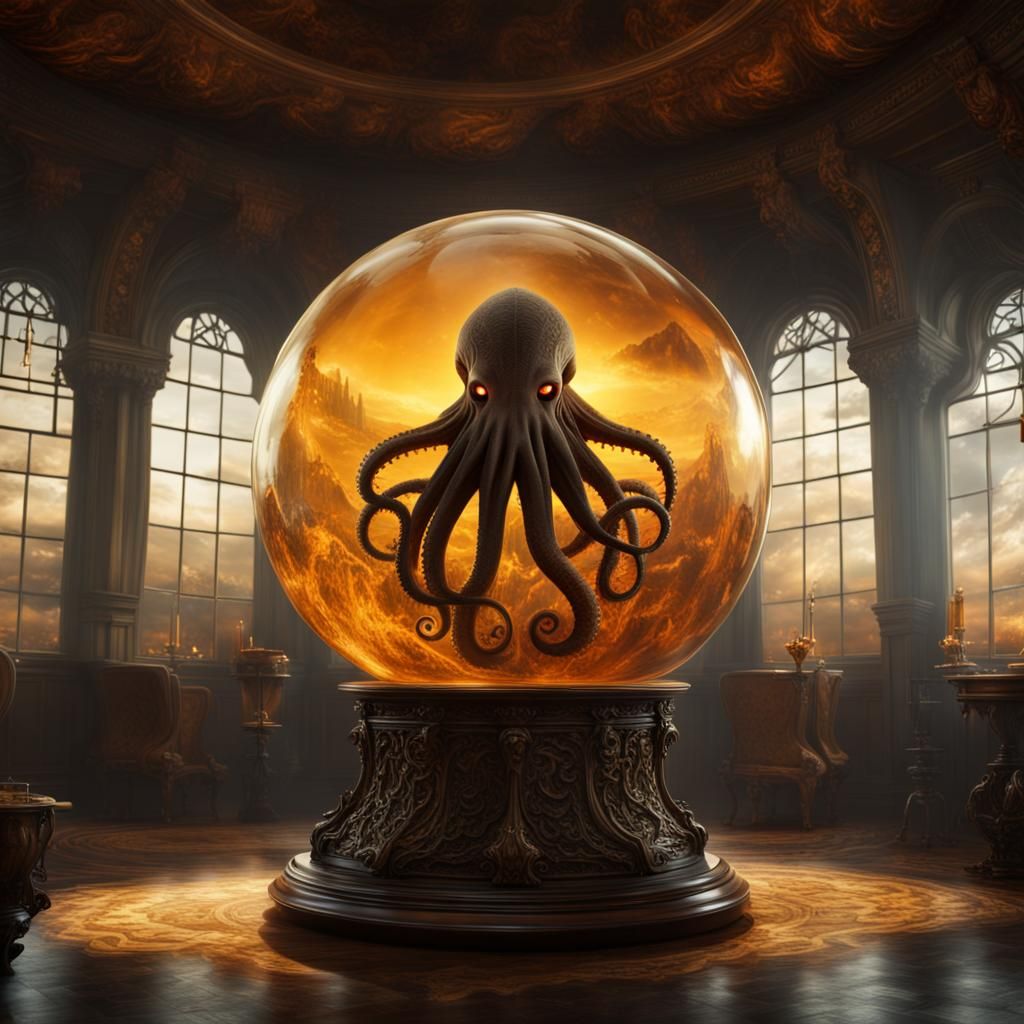 Cthulu in an amber globe