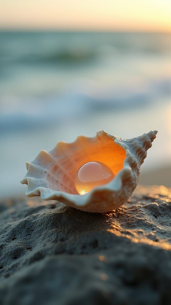 Hyper-Realistic Seashell in Coastal Setting