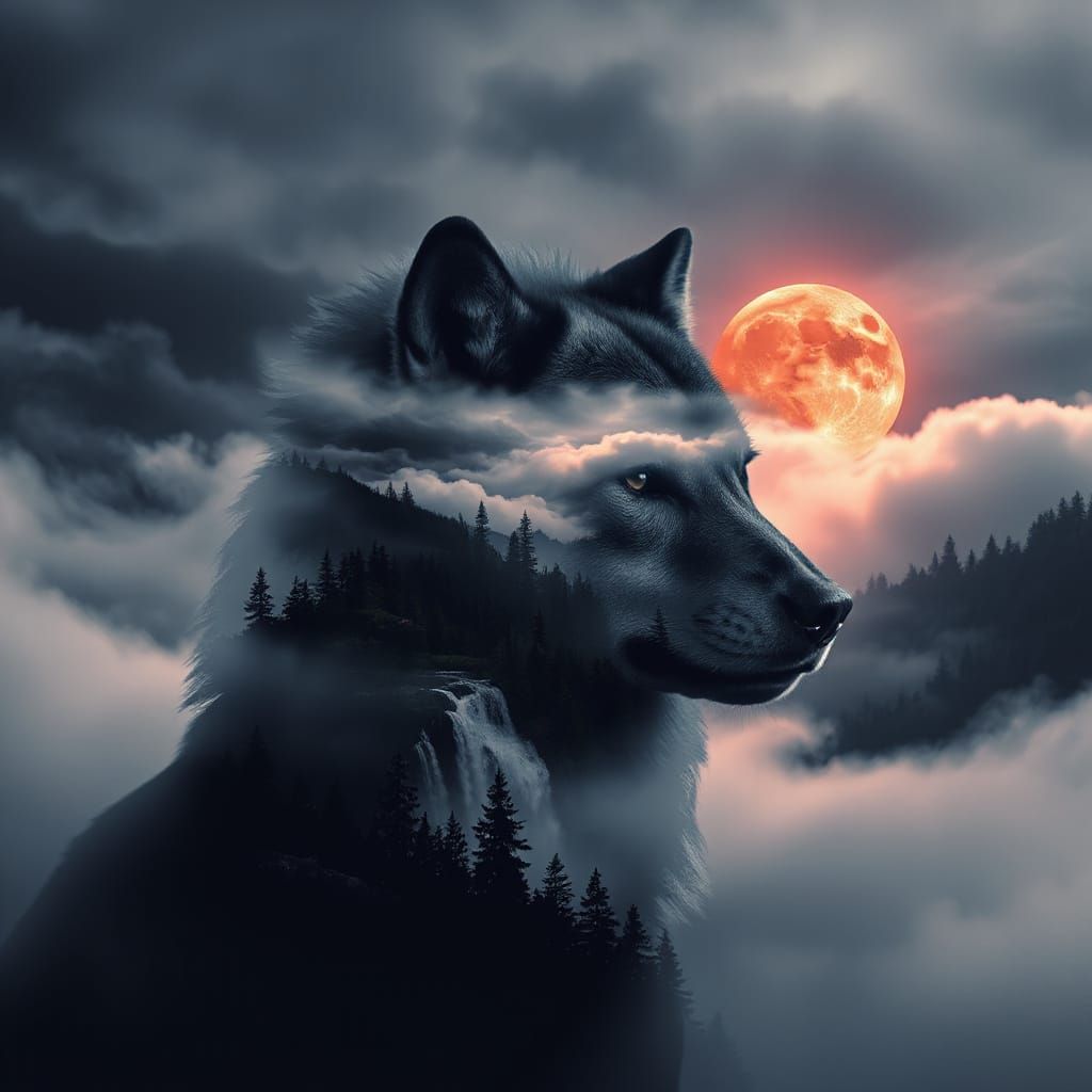 Wolf double exposure   by @Neverland