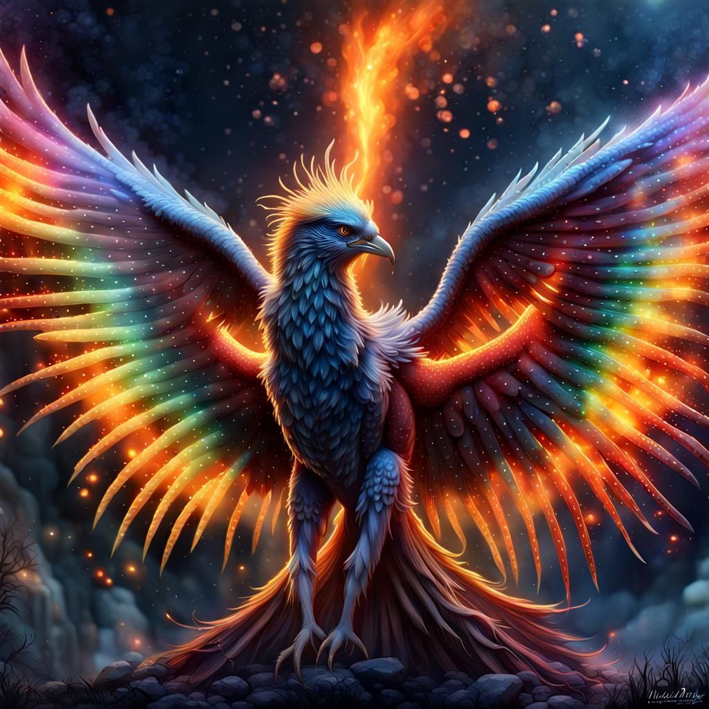 Rainbow Phoenix v2 - AI Generated Artwork - NightCafe Creator