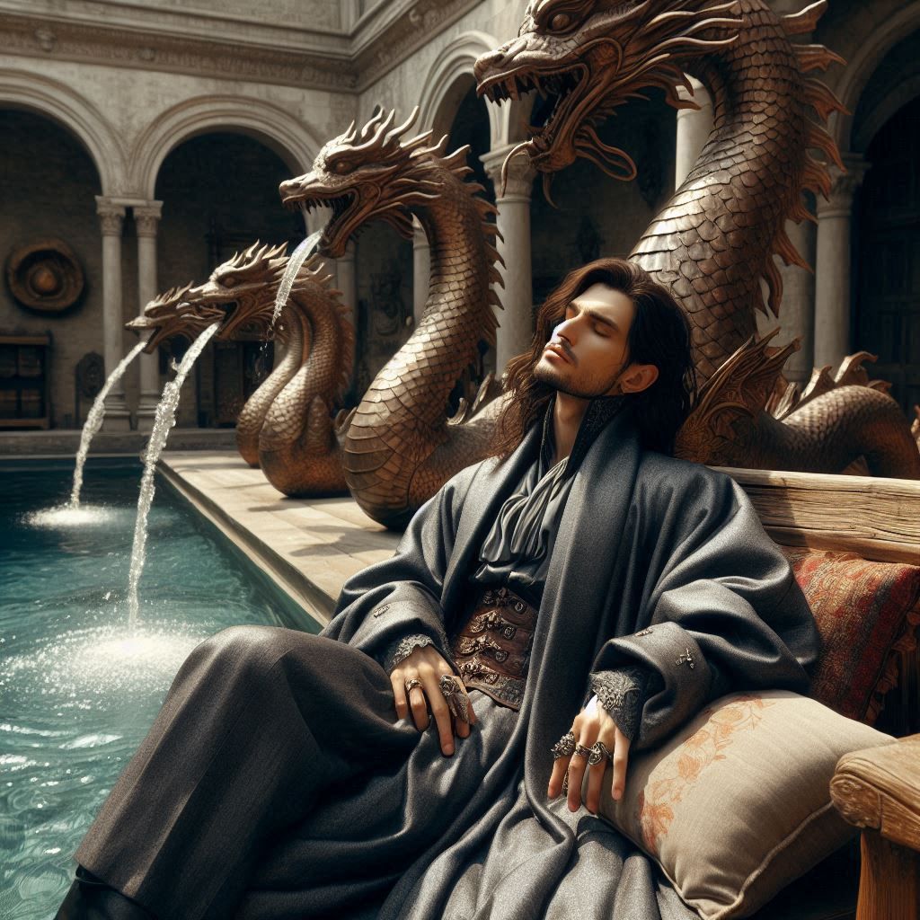 Relaxing by the pool