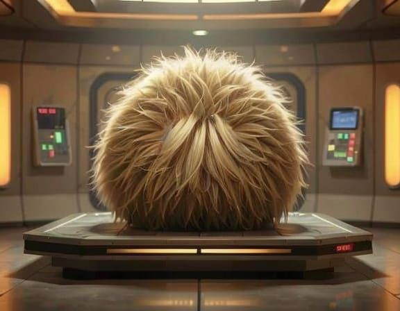 A colossal Tribble, resting on the cargo transporter pad from the Star Trek television series. A transporter ...  by @Mike - Red Vulcan