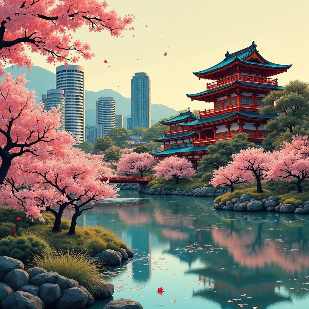 1. 视觉主题与配色 传统颜色：使用日本传统色调，如樱花粉、抹茶绿、靛蓝、浅灰等，来展现和风的优雅与宁静。 字体选择：使...