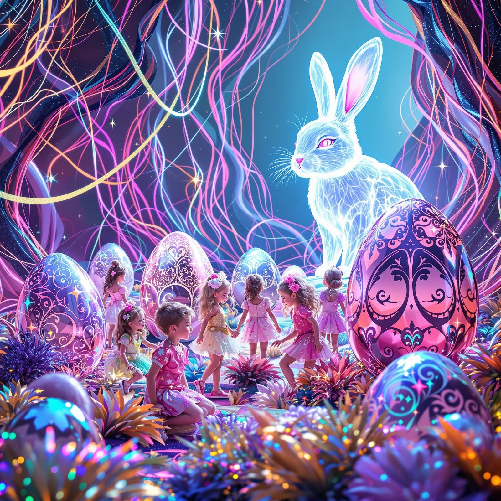 Whimsical Easter Egg Hunt in a Fantastical Realm