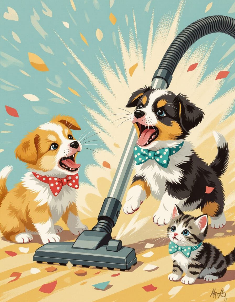 Puppies & Kittens vs. Vacuum: Beatrix Potter Style