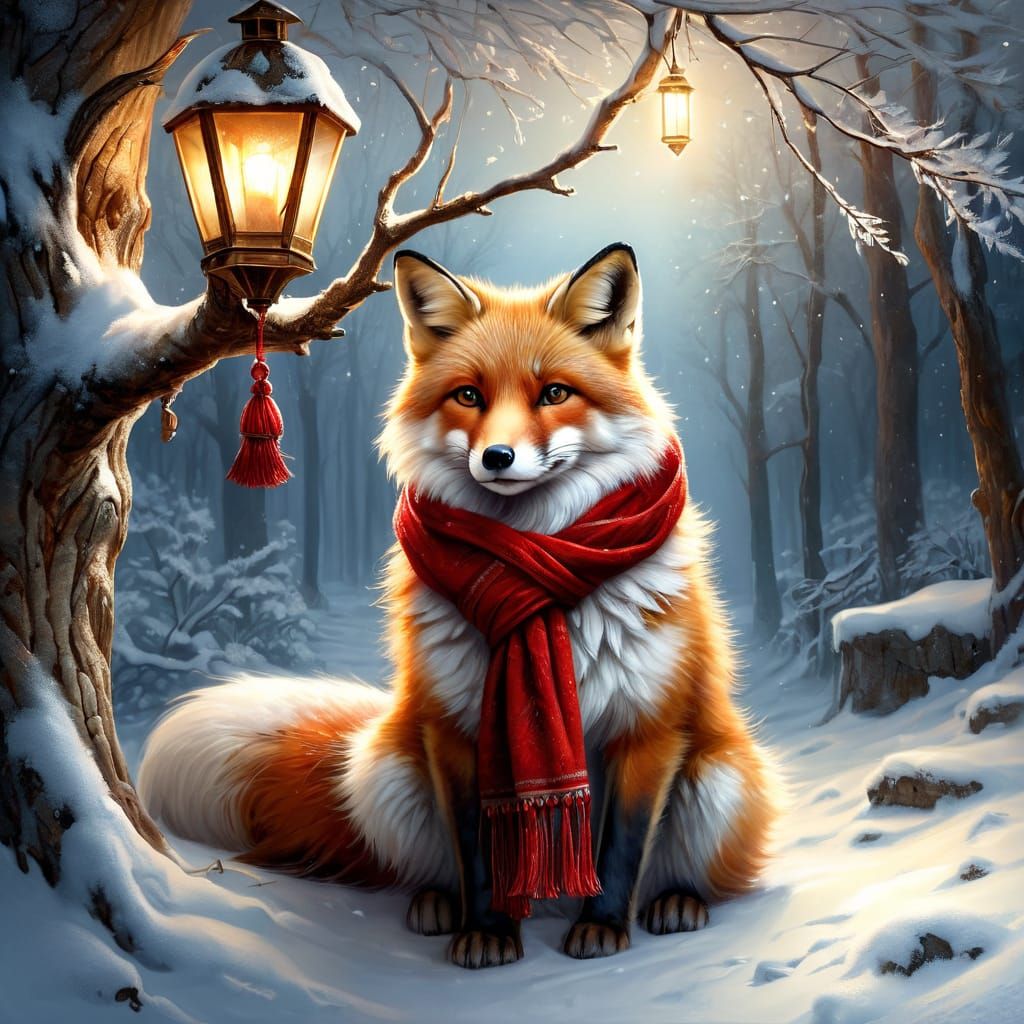 A snow white soft fluffy Fox cuddled up under a tree trying ...