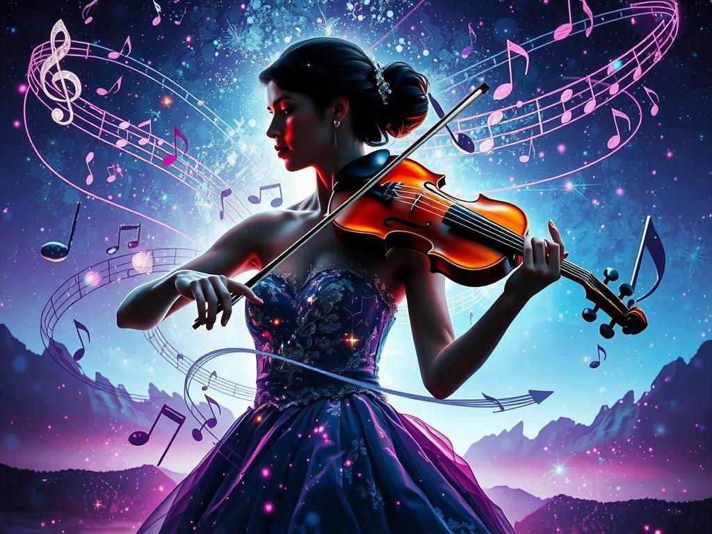  woman playing violin   by @AI Curious