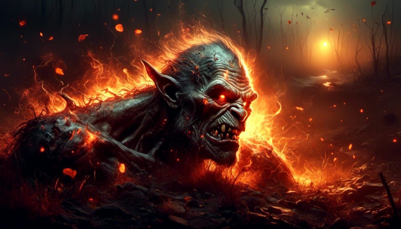 Wounded Orc in Dying Sunlight: A Melancholy Scene