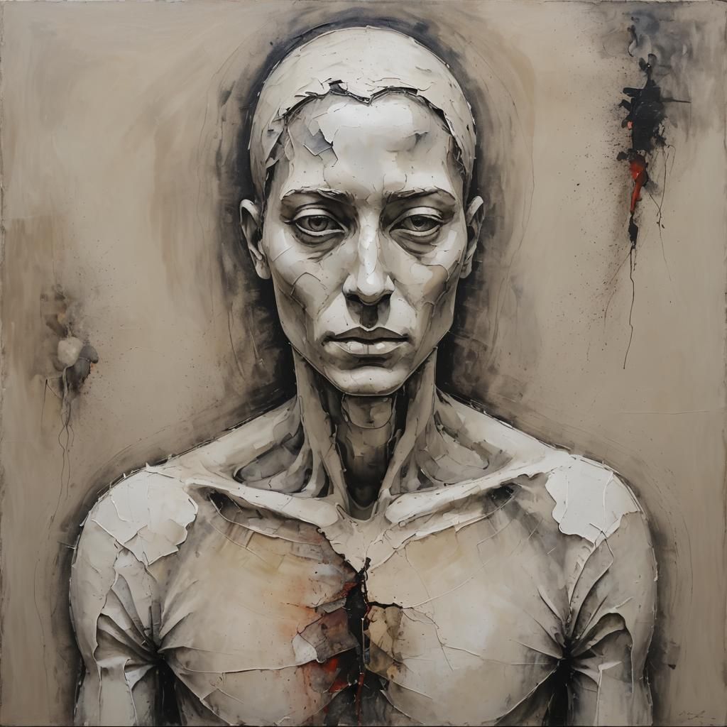 A thought-provoking and emotive piece of art, showcasing an ...